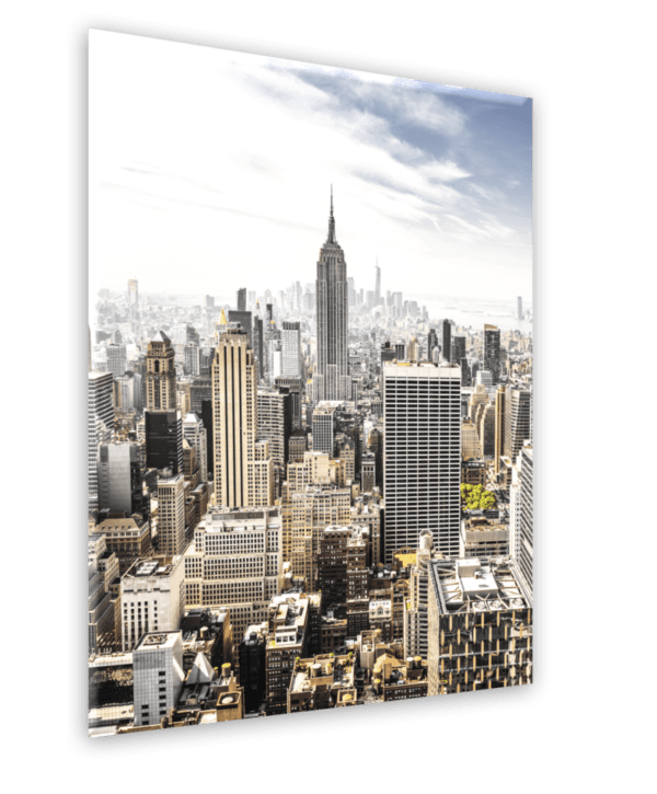 Glasbild Manhattan Skyline Ansicht schräg