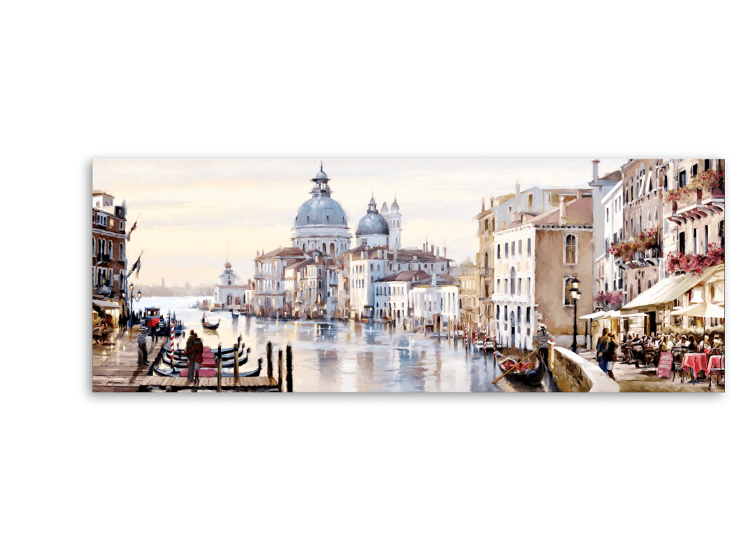 Leinwandbild Venedig Kathedrale Wasserfarben 60 x 150 cm I Wandbild Bild  romantisch Venice I Wohnzimmer Esszimmer Küche Schlafzimmer Leinwand I  Gondeln Markusplatz Markusdom Italien | Daazoo Shop